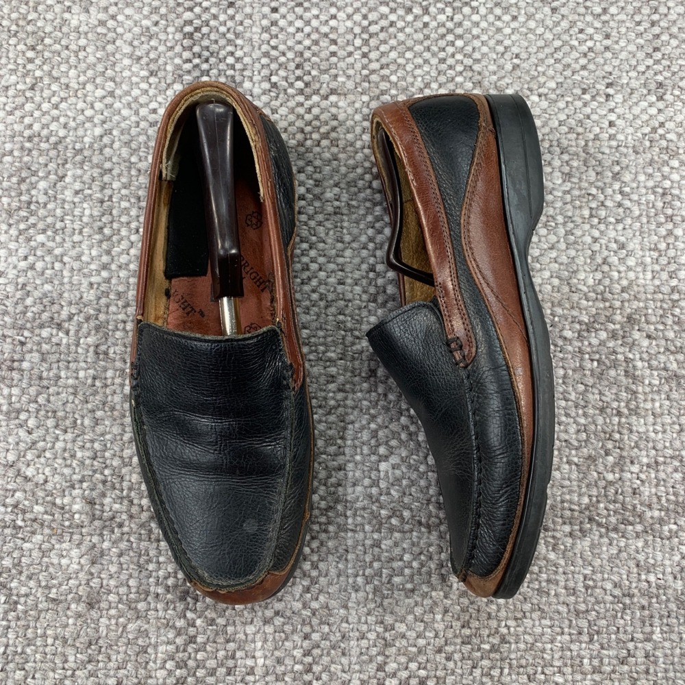 Florsheim Loafers Mens 11 D Black Brown Two Tone Leather Slip On 11676-009 Dress
